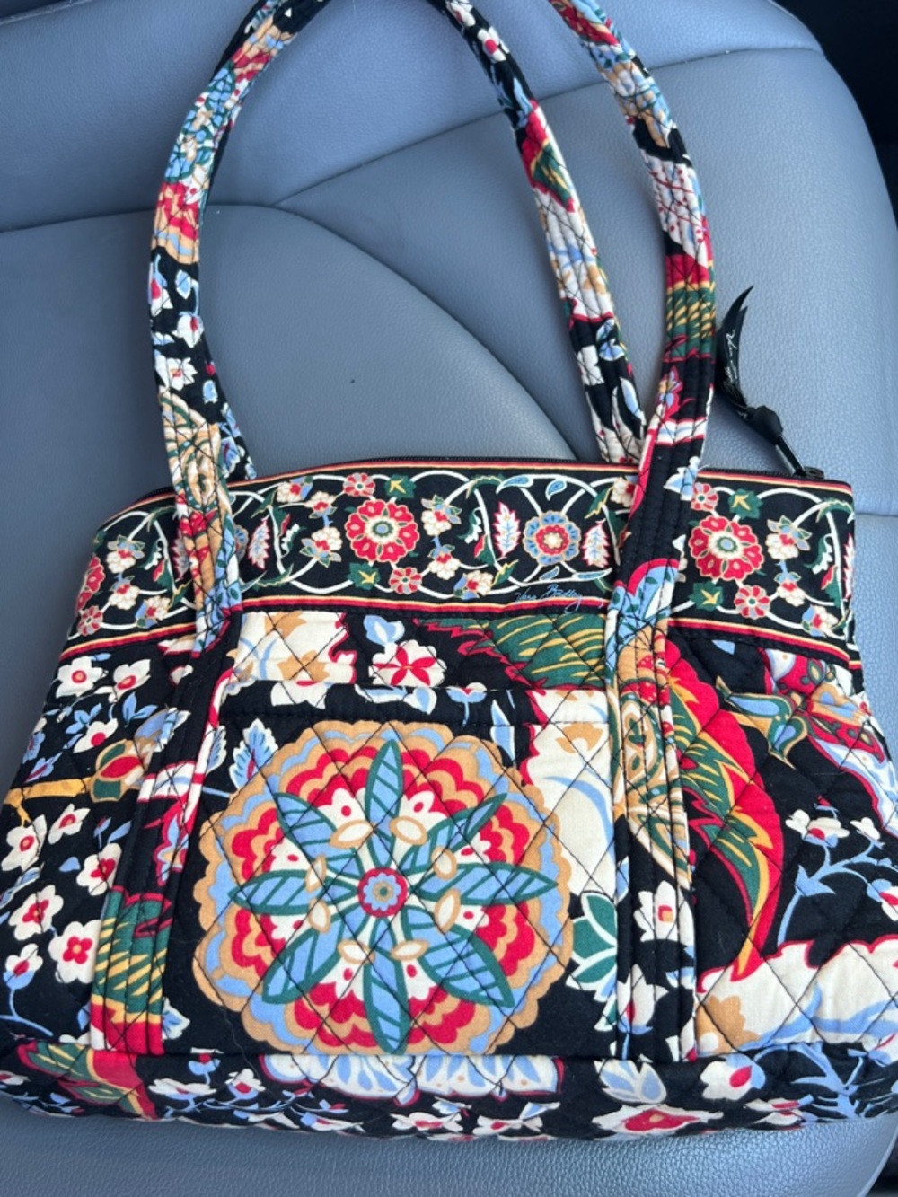 Vera Bradley Navy Quilted purse with Multicolor Floral Paisley
